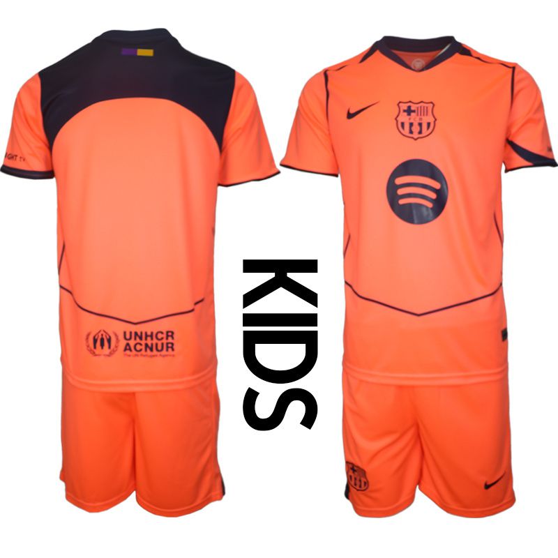Youth 2025-2026 Club Barcelona away orange blank Soccer Jersey->youth soccer jersey->Youth Jersey
